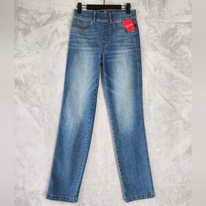 Spanx Jeans Womens Size XS Straight Leg Blue Denim High Rise Stretch NEW